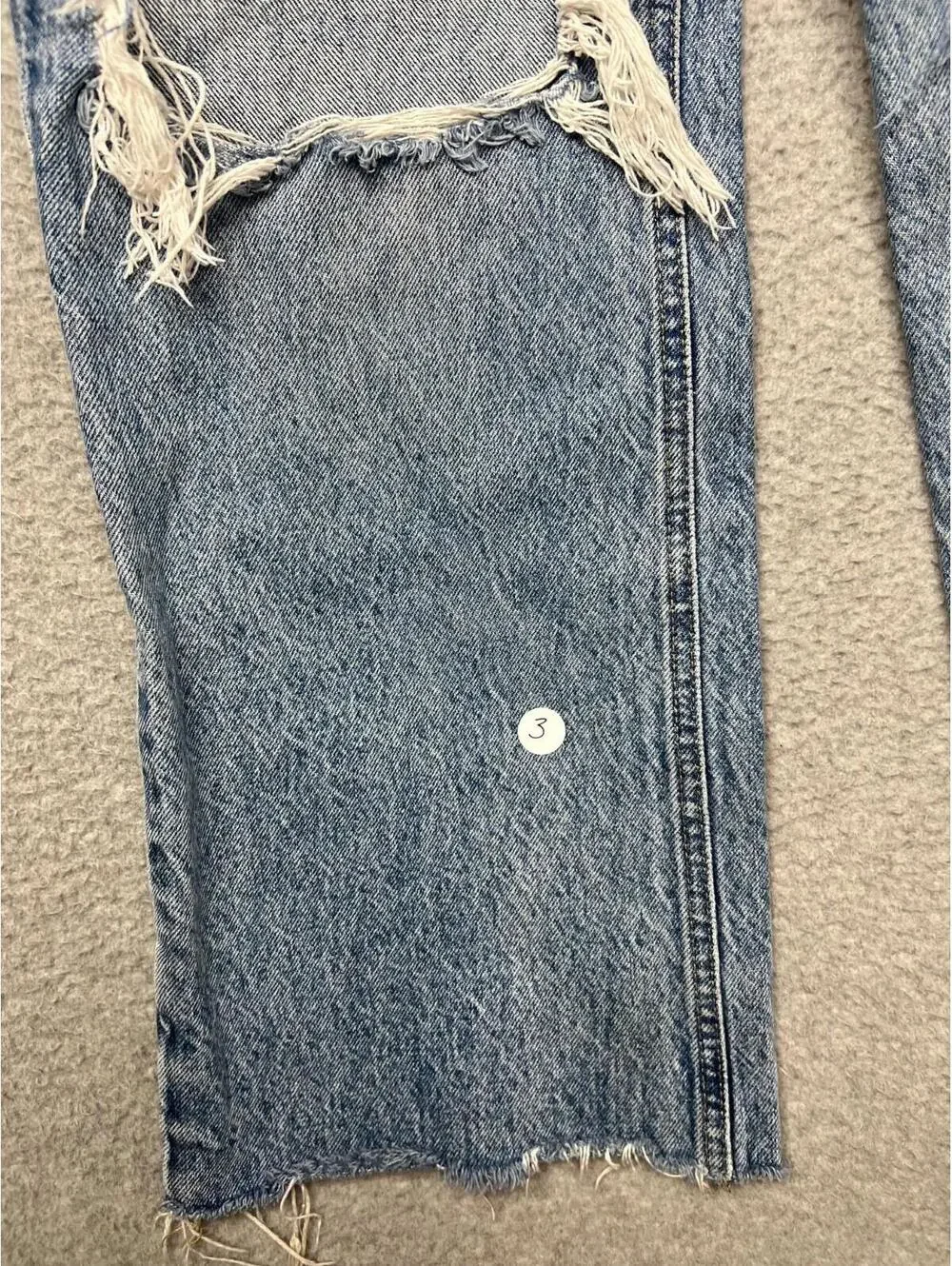 Zara Womens Wide High Rise Jeans 2 /34 Eur Distress Denim Medium Wash Fray